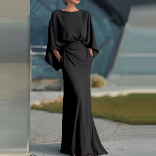 Grey Sleeveless V-Neck A-Line Midi Dress