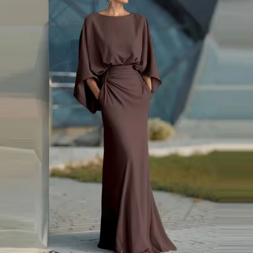 Grey Sleeveless V-Neck A-Line Midi Dress