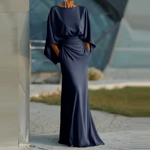 Grey Sleeveless V-Neck A-Line Midi Dress
