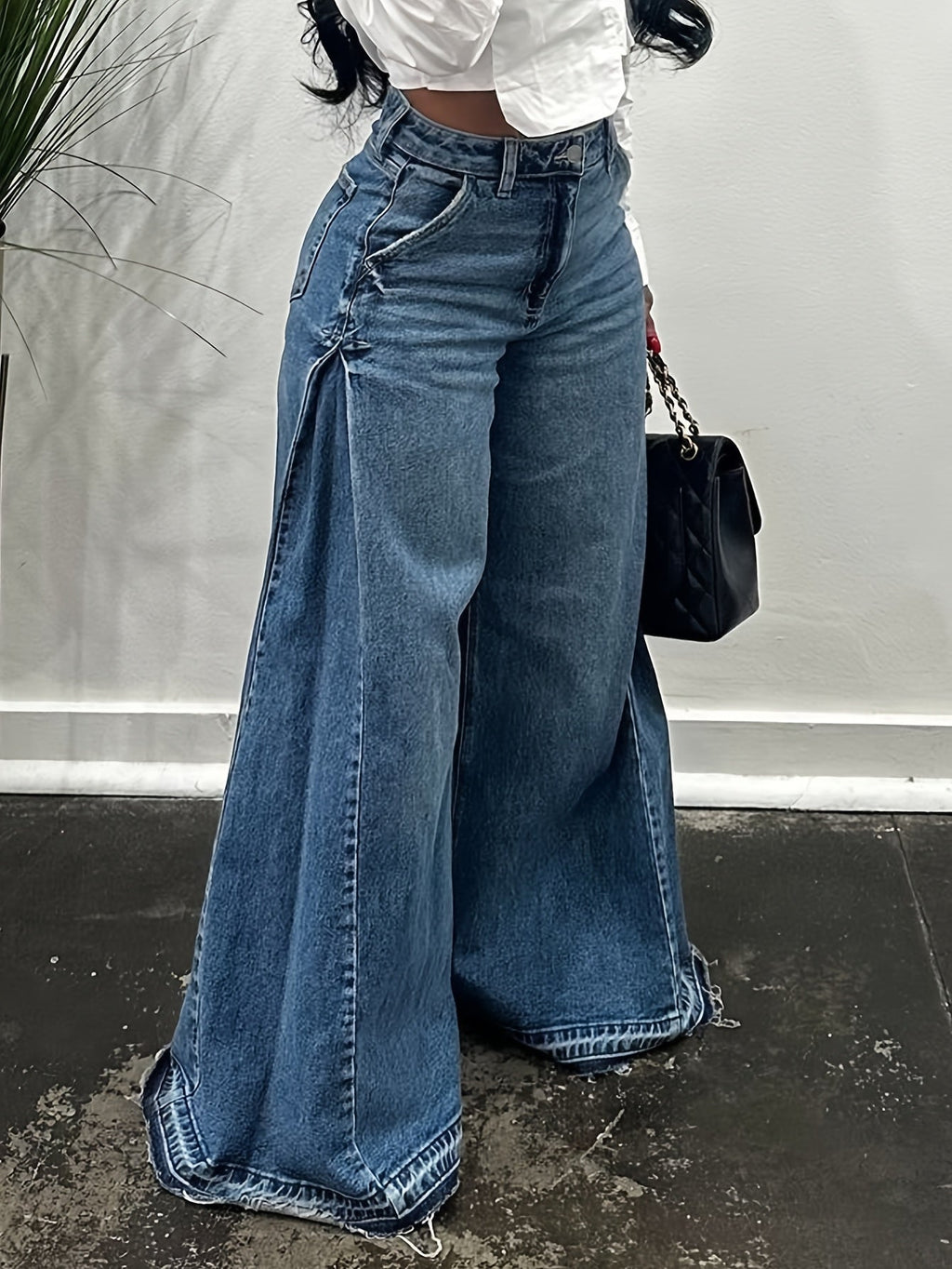 High-Waist Wide-Leg Flare Jeans, front view