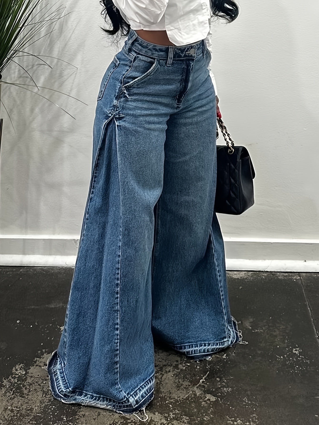 High-Waist Wide-Leg Flare Jeans, front view