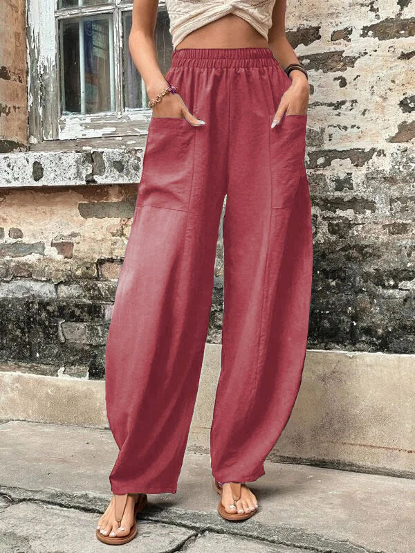 loose fit elastic-waist Pants