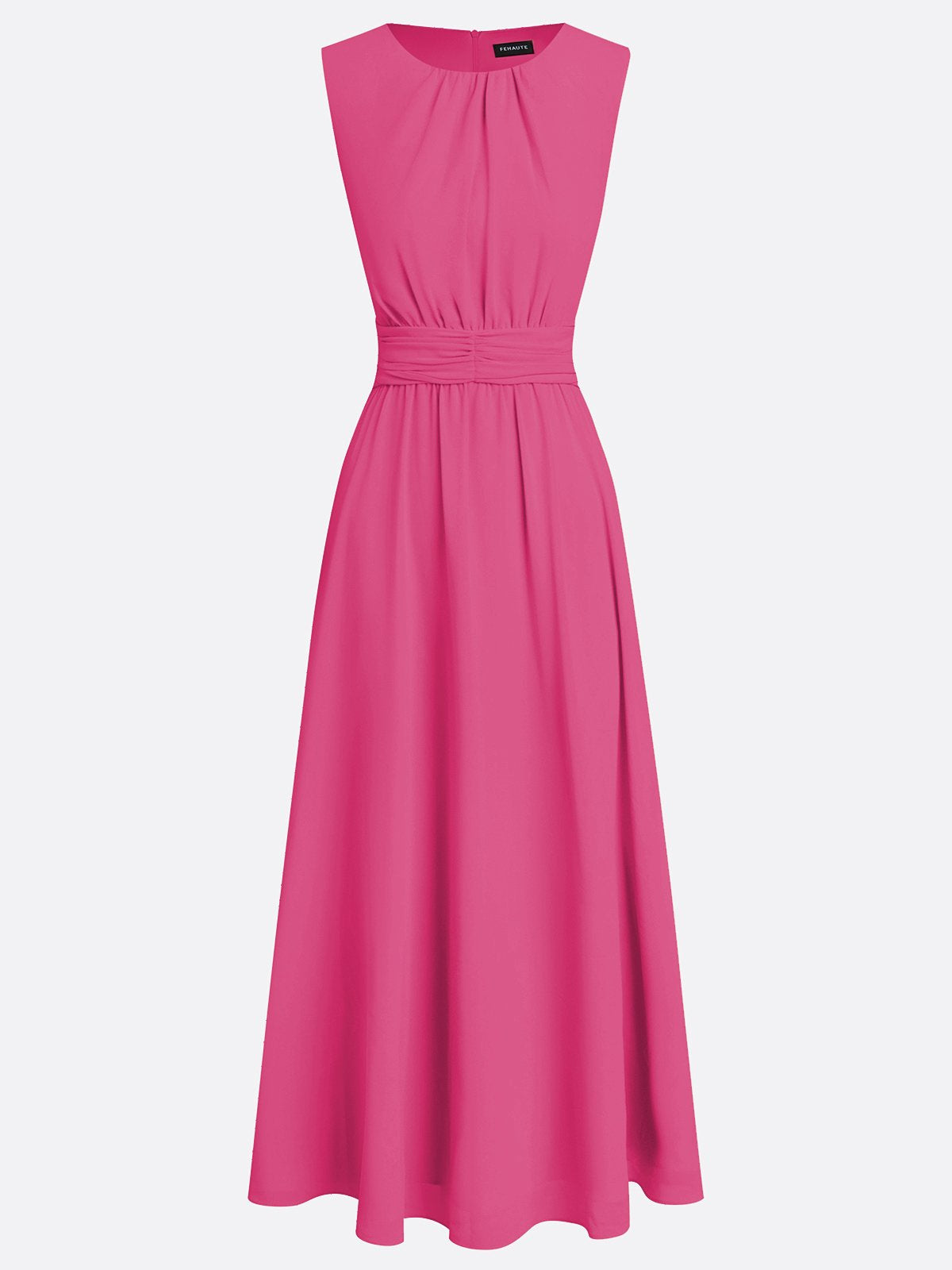 Sleeveless Ruched A-Line Wedding Guest Maxi Dress