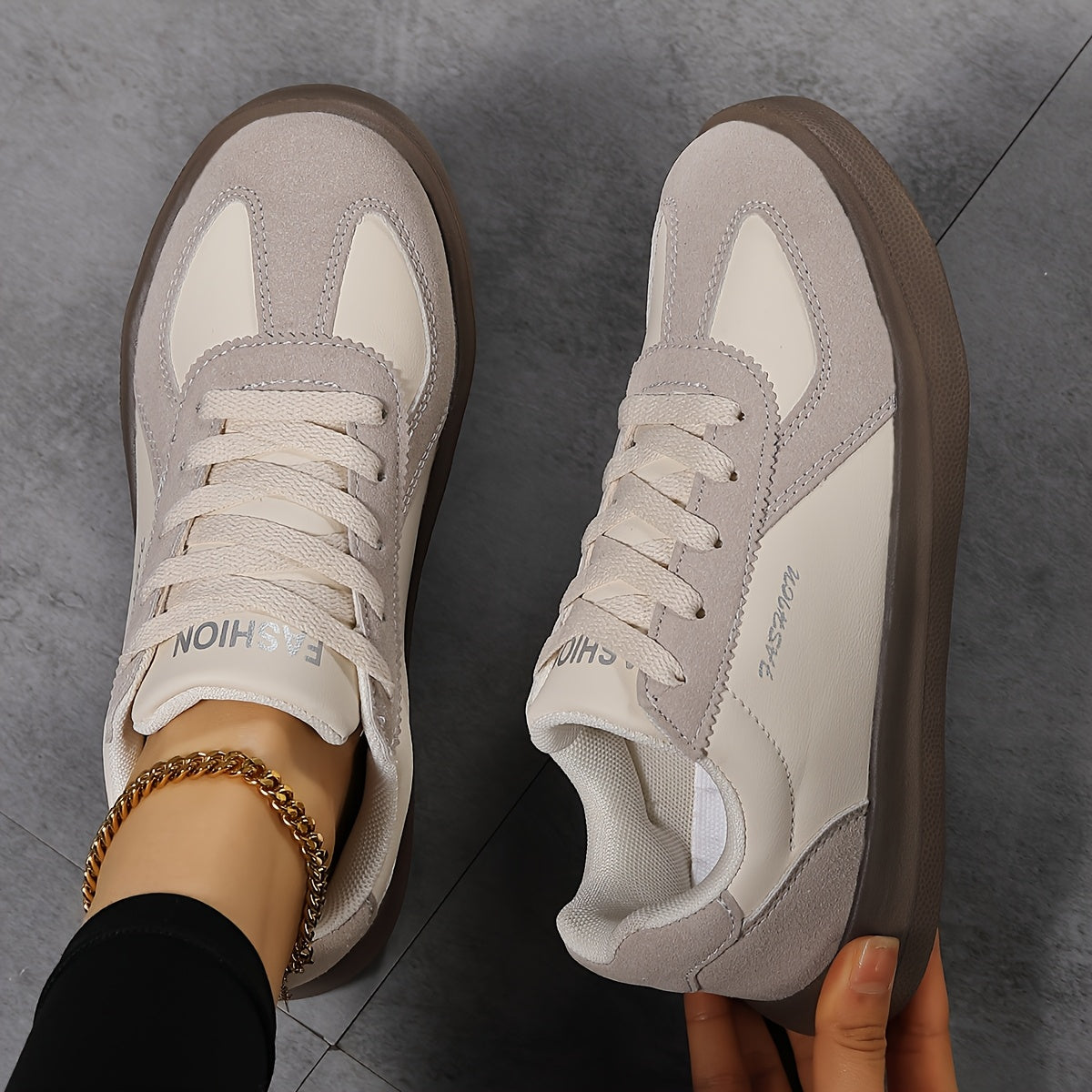 Beige everyday lace-up Sneakers