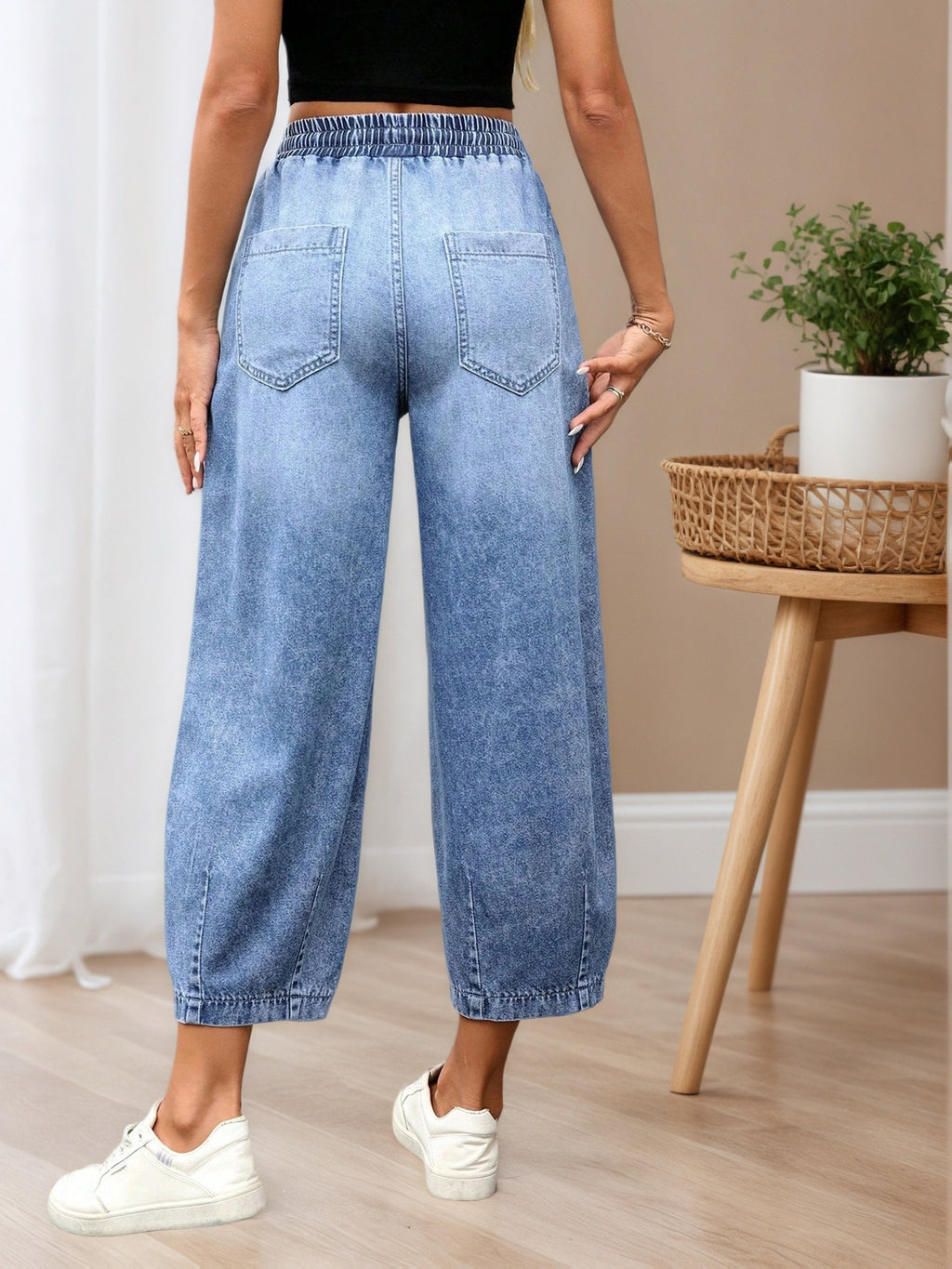 Light Blue Relaxed Barrel Jeans