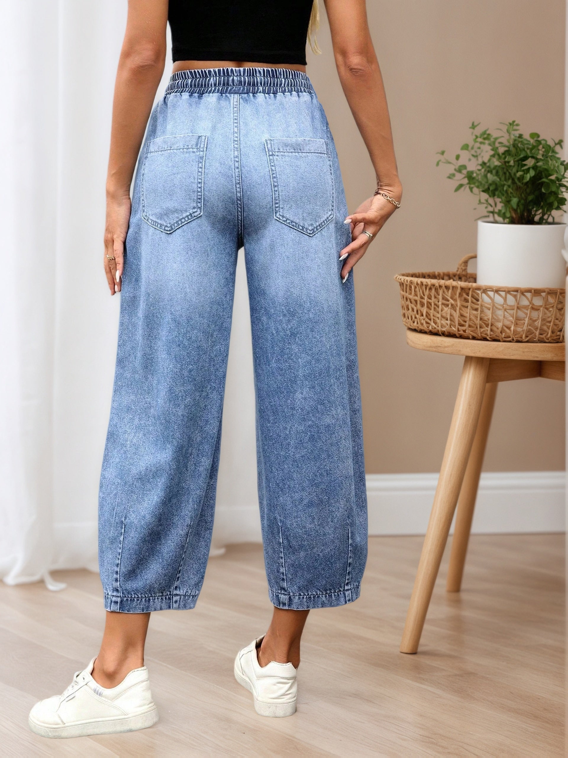 Light Blue Relaxed Barrel Jeans