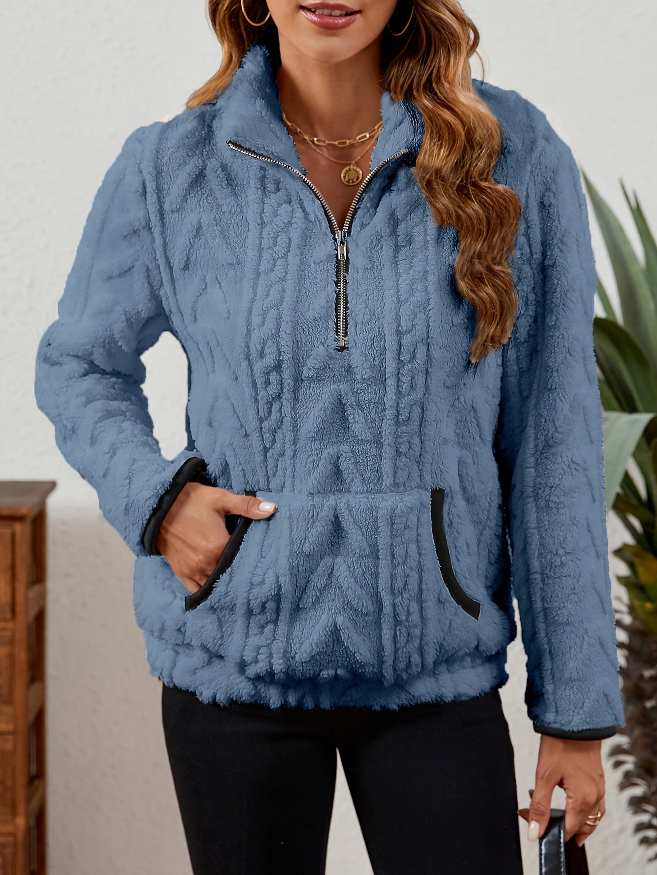 Cozy Half-Zip Sweater with Kangaroo Pocket
