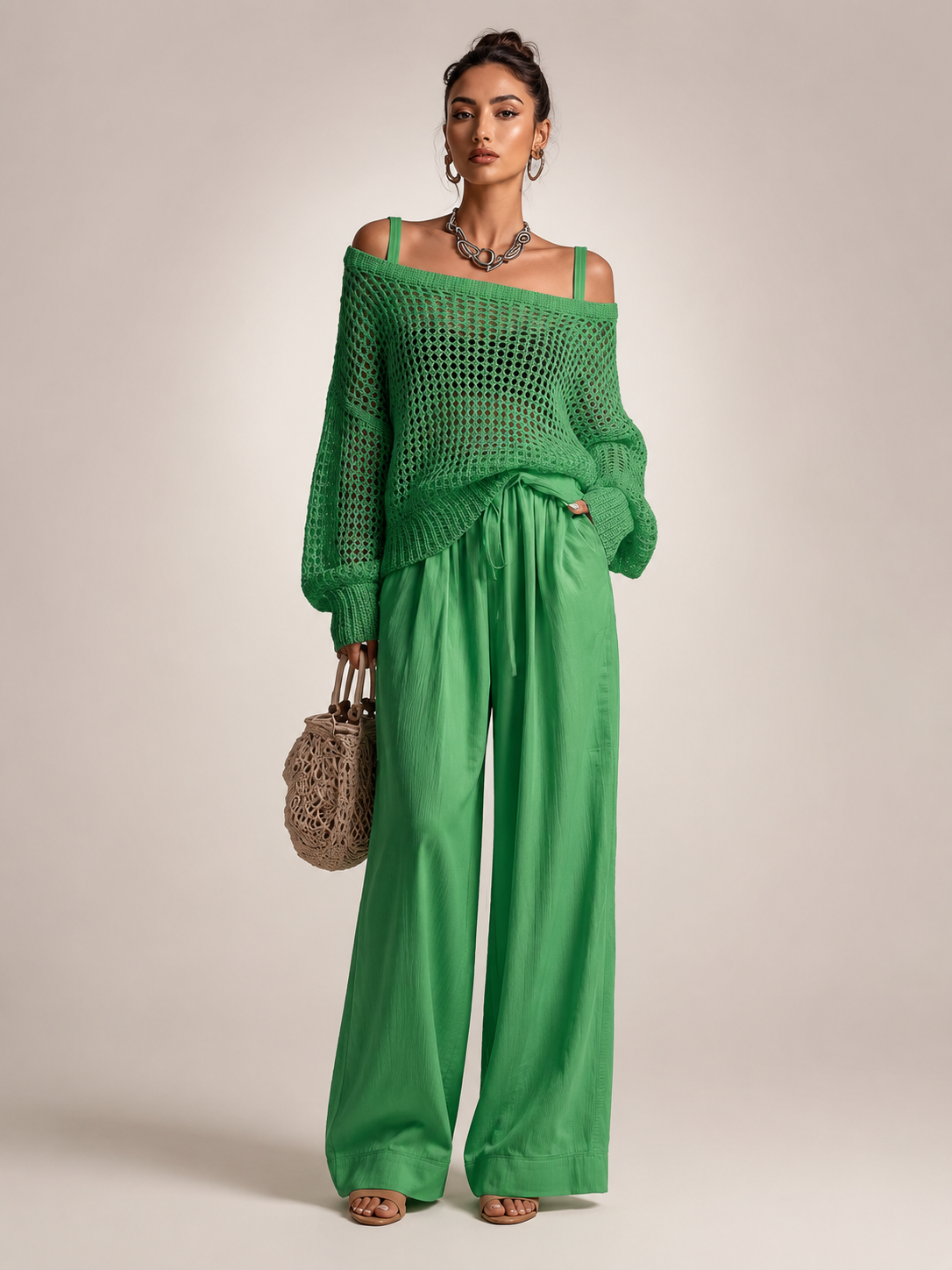 Off-shoulder knit co-ord set