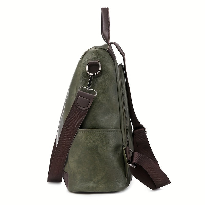 Brown Vegan Leather Anti-Theft Backpack