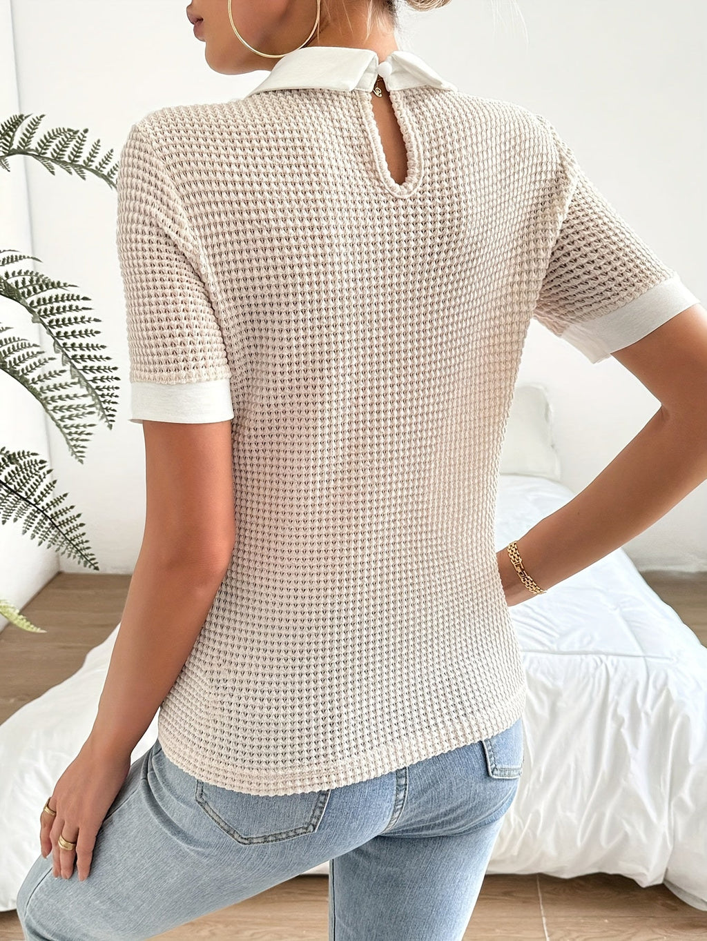 Apricot Collared Slim-Fit Top