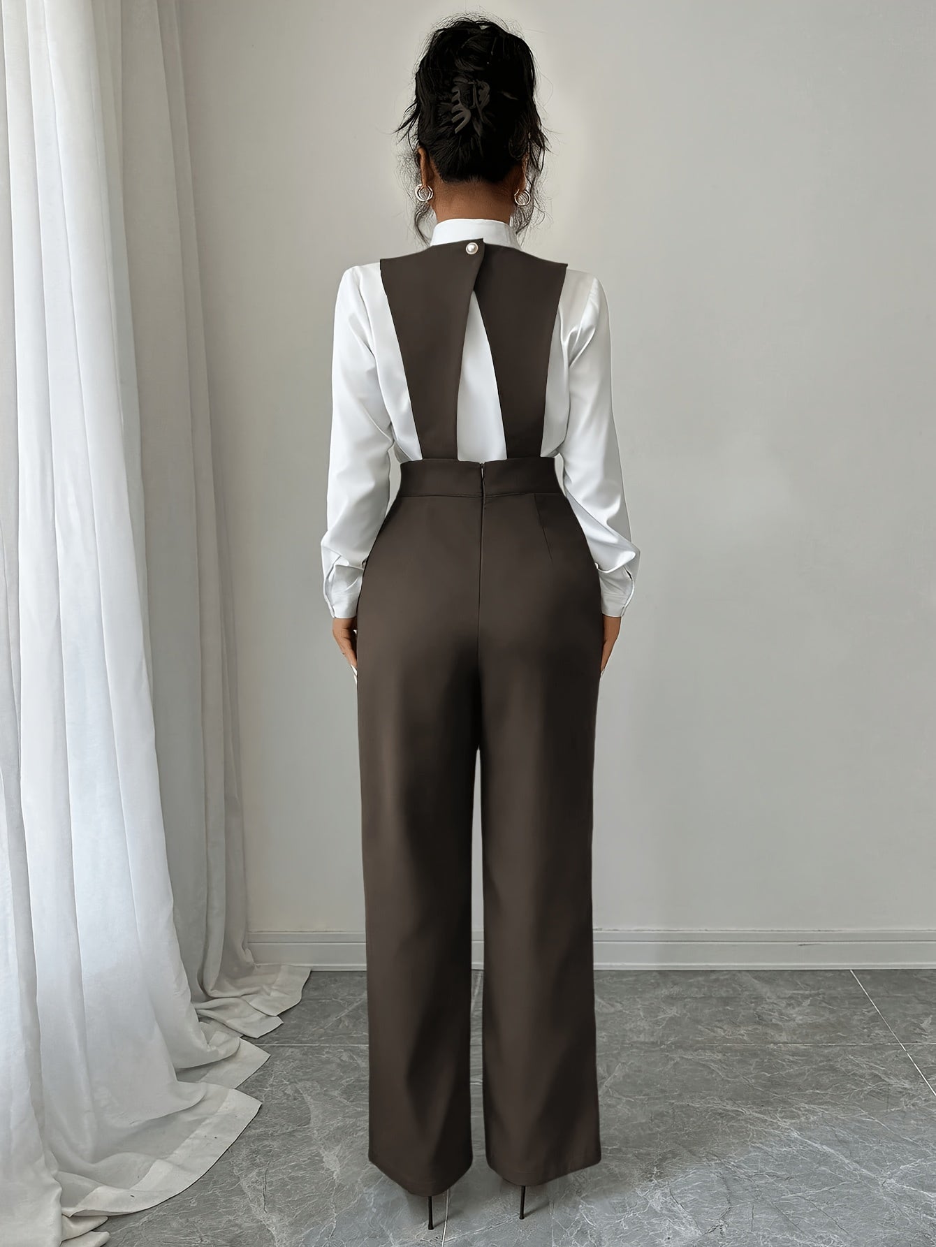 Burgundy Tailored Wide-Leg Jumpsuit