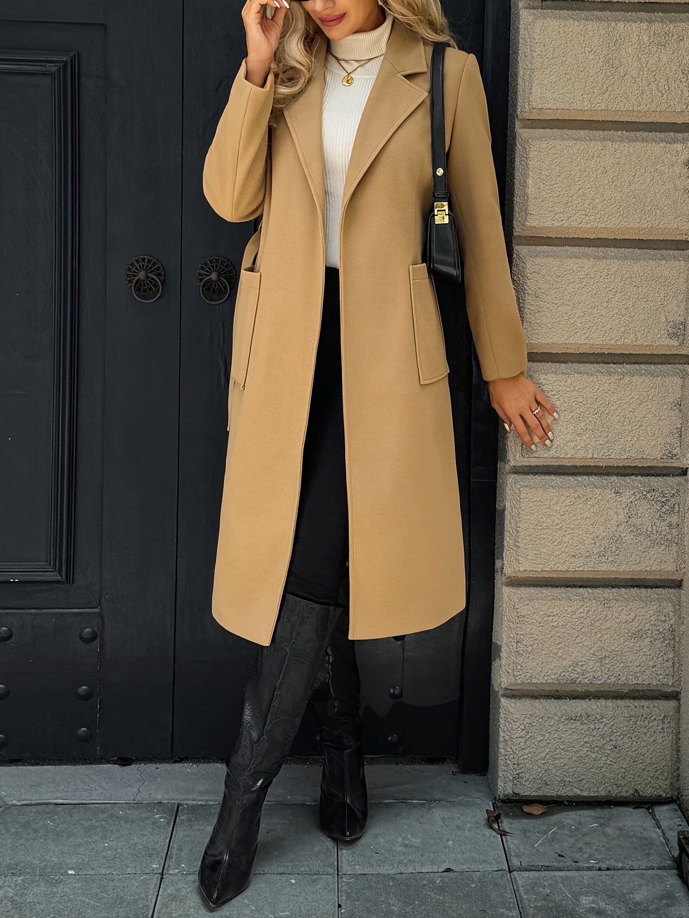Camel Belted Long Coat