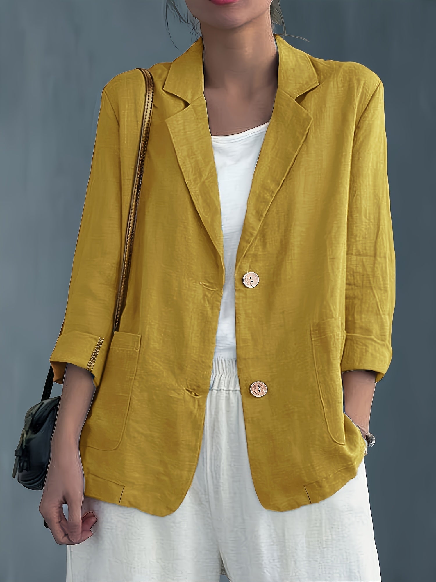 Yellow Classic Linen Blazer