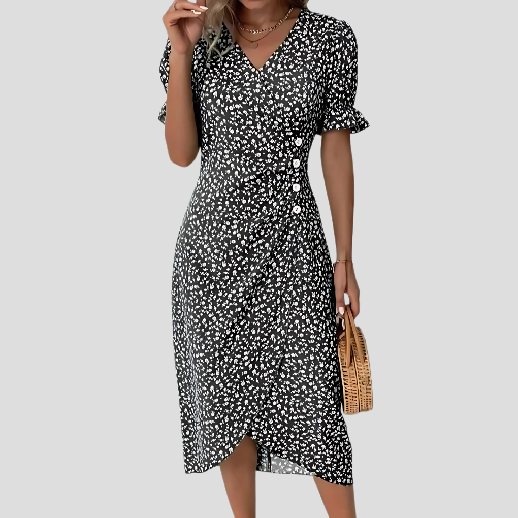 Women’s Elegant Floral V-Neck Midi Dress