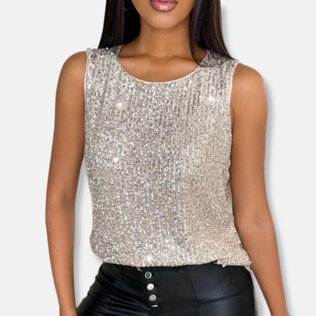 Silver sequin tank top