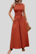 Casual Pleated Square-Neck Midi Dress