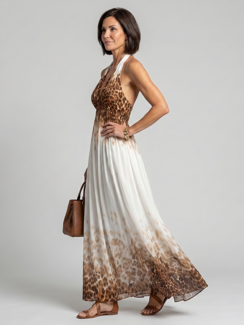 Orlune - Pleated White Midi Dress