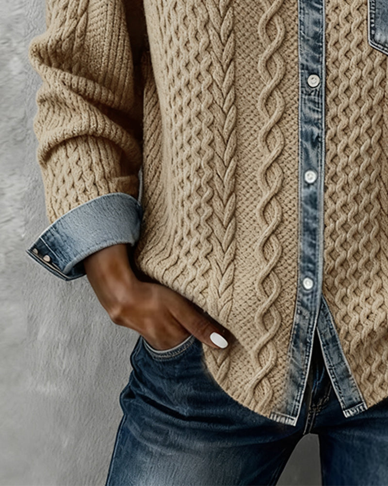 Gray Cable-knit Sweater