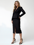Peplum Blazer Skirt Two Piece Set Spring