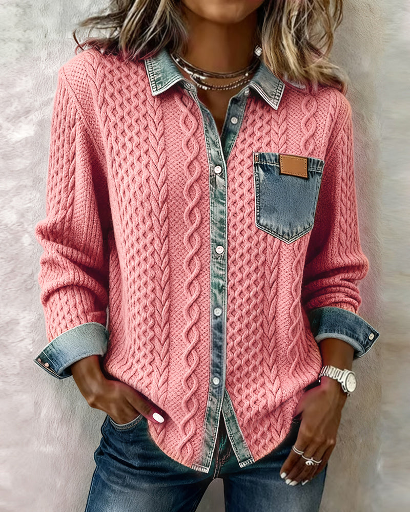Gray Cable-knit Sweater