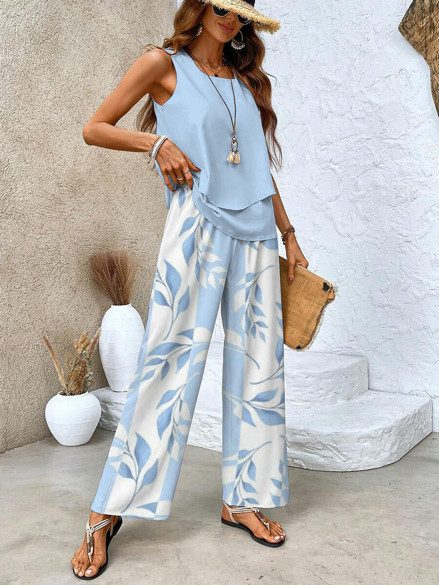 Women's Two-Piece Set - Matching Top and Pants