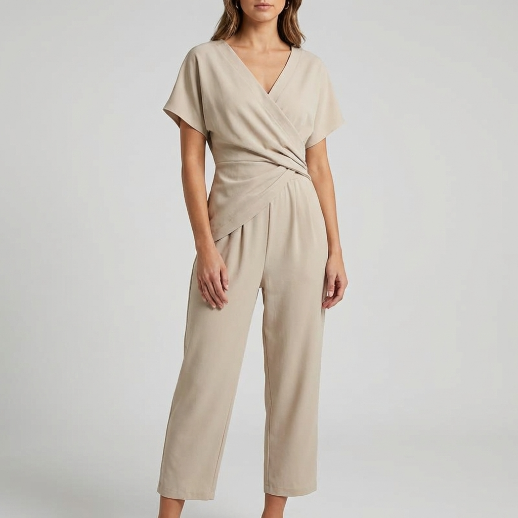 Elegant Summer Two-Piece Set with Wrap Top