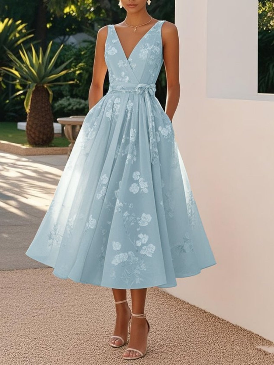 Floral Sleeveless V Neck Maxi Dress Summer