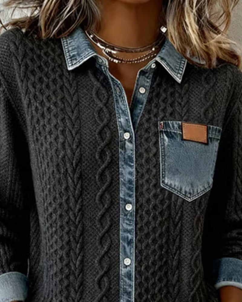 Gray Cable-knit Sweater