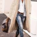Beige Reversible Long Coat, front view