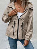 Khaki Hooded Coat, front view
