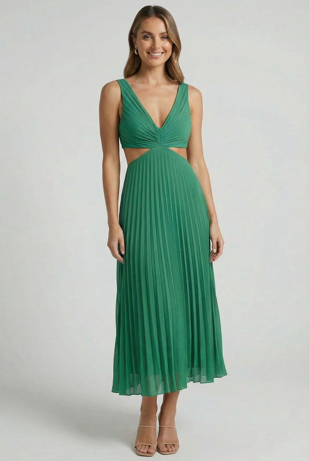 Women's Elegant Pleated Maxi Dress