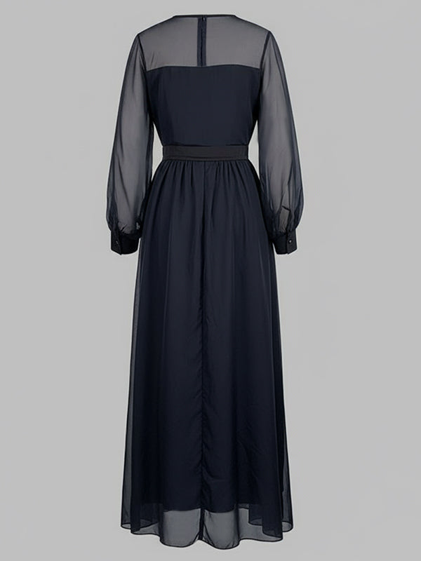 Navy Blue Gauze Maxi Dress