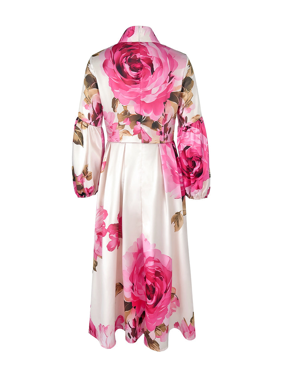 Pink Floral Print Maxi Dress