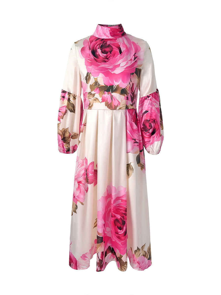 Pink Floral Print Maxi Dress