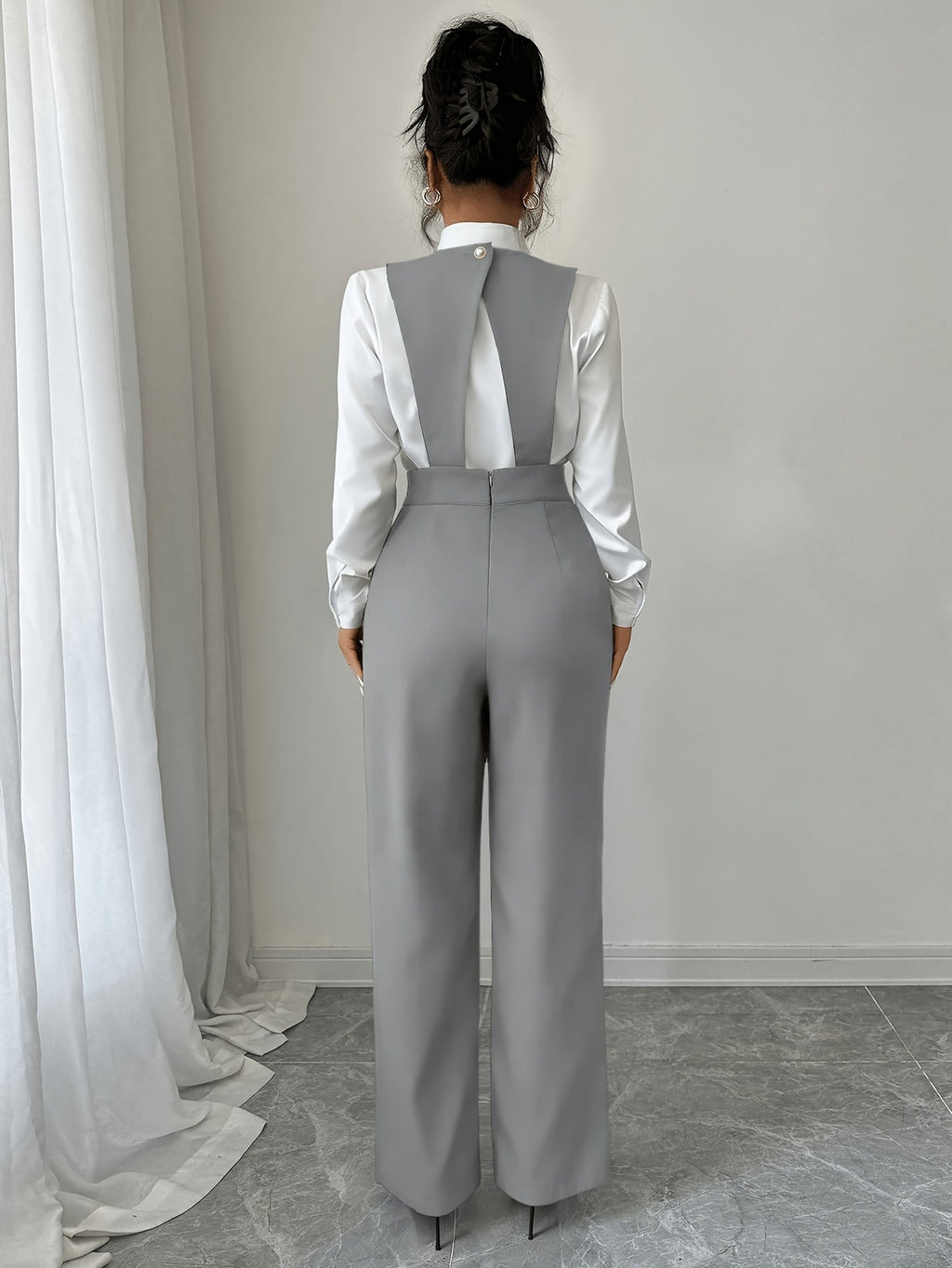 Burgundy Tailored Wide-Leg Jumpsuit