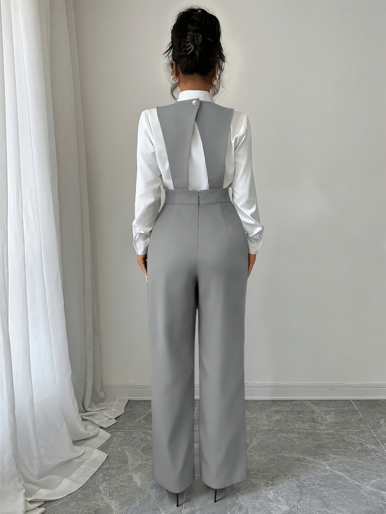 Burgundy Tailored Wide-Leg Jumpsuit