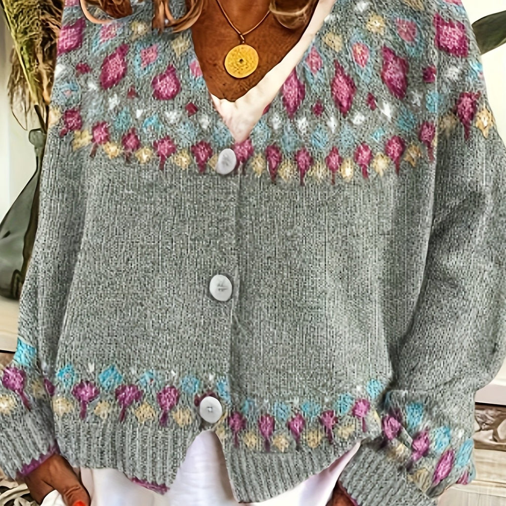 Green Nordic patterned cardigan