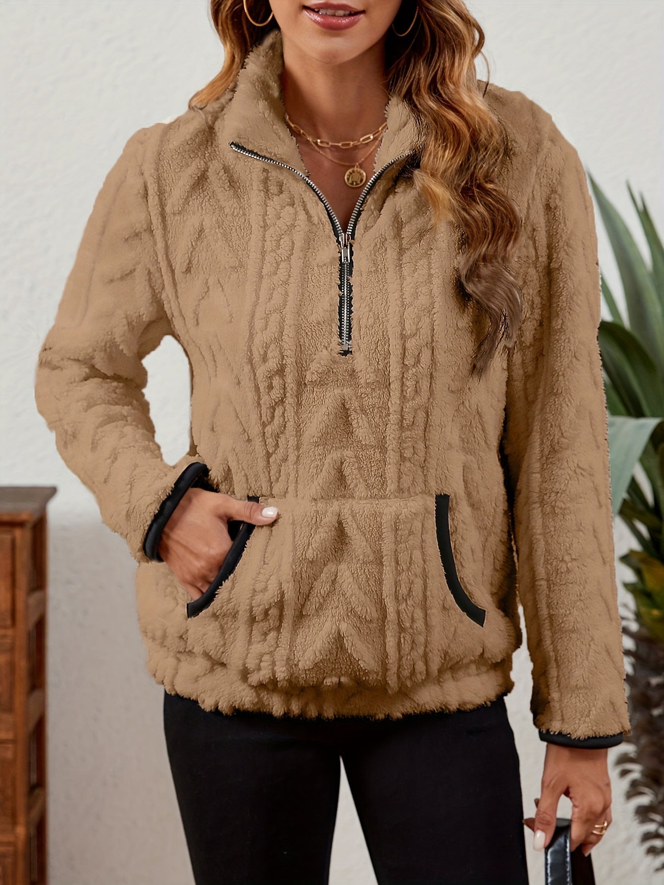 Cozy Half-Zip Sweater with Kangaroo Pocket