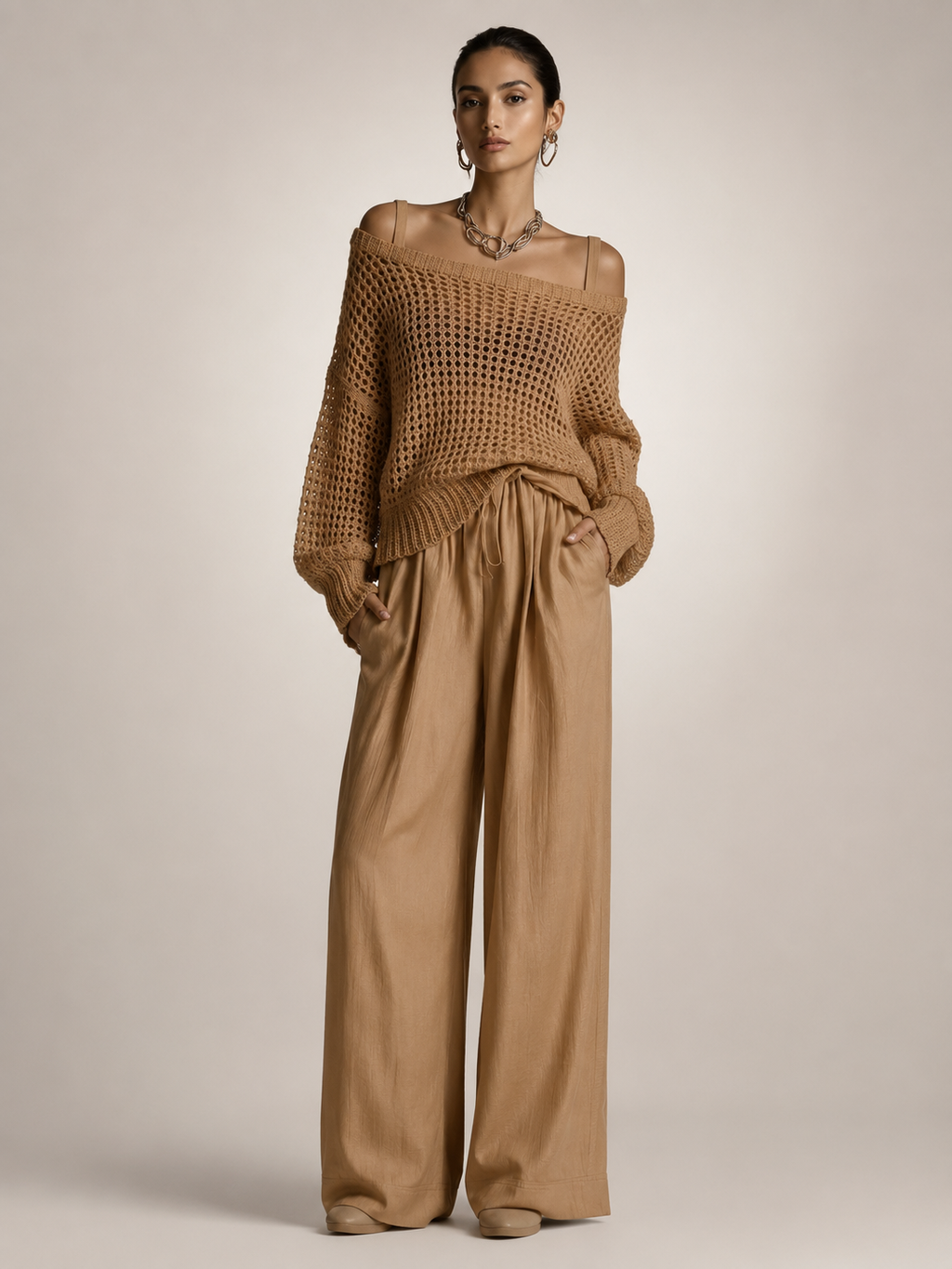 Off-shoulder knit co-ord set