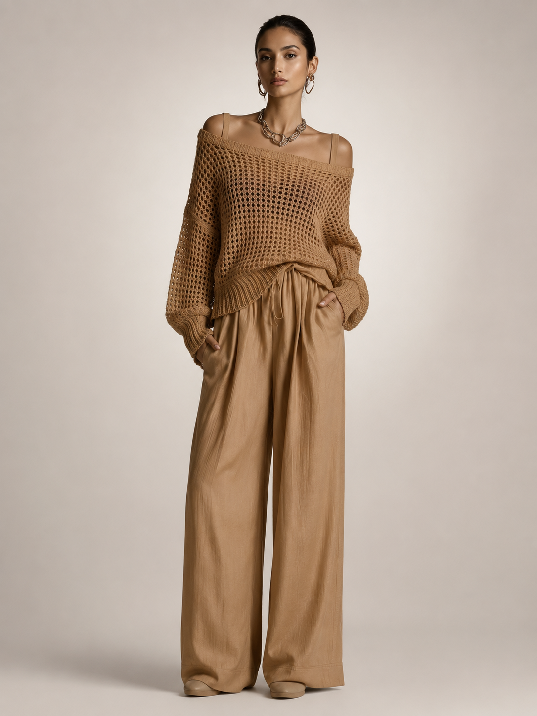 Off-shoulder knit co-ord set