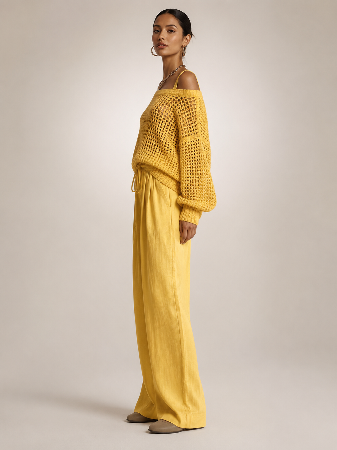 Off-shoulder knit co-ord set