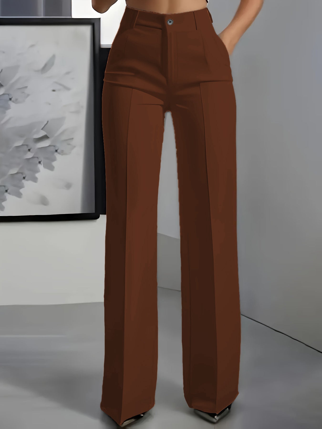 Brown wide-leg tailored Pants