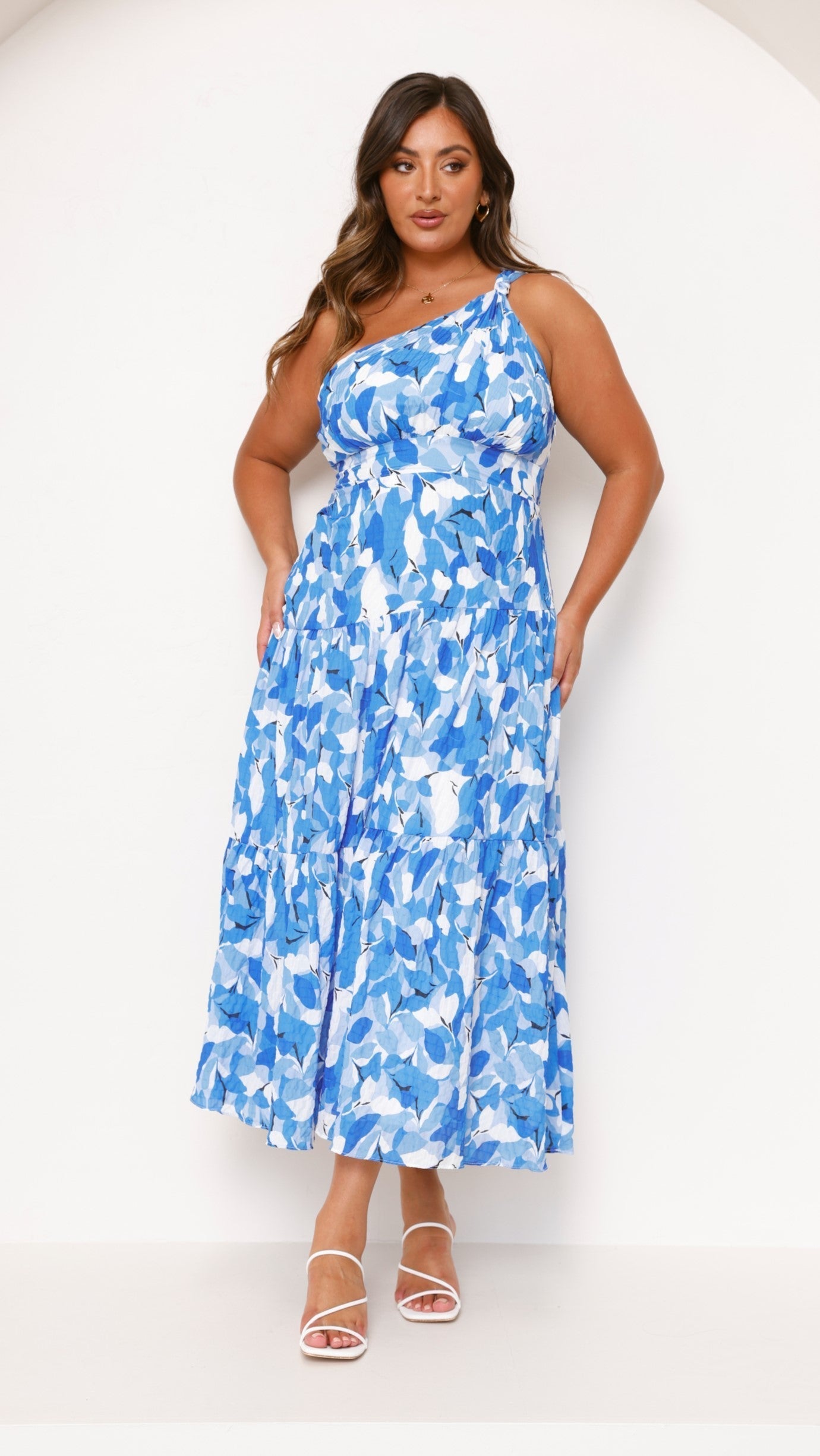 Floral One Shoulder Wedding Guest Maxi Dress