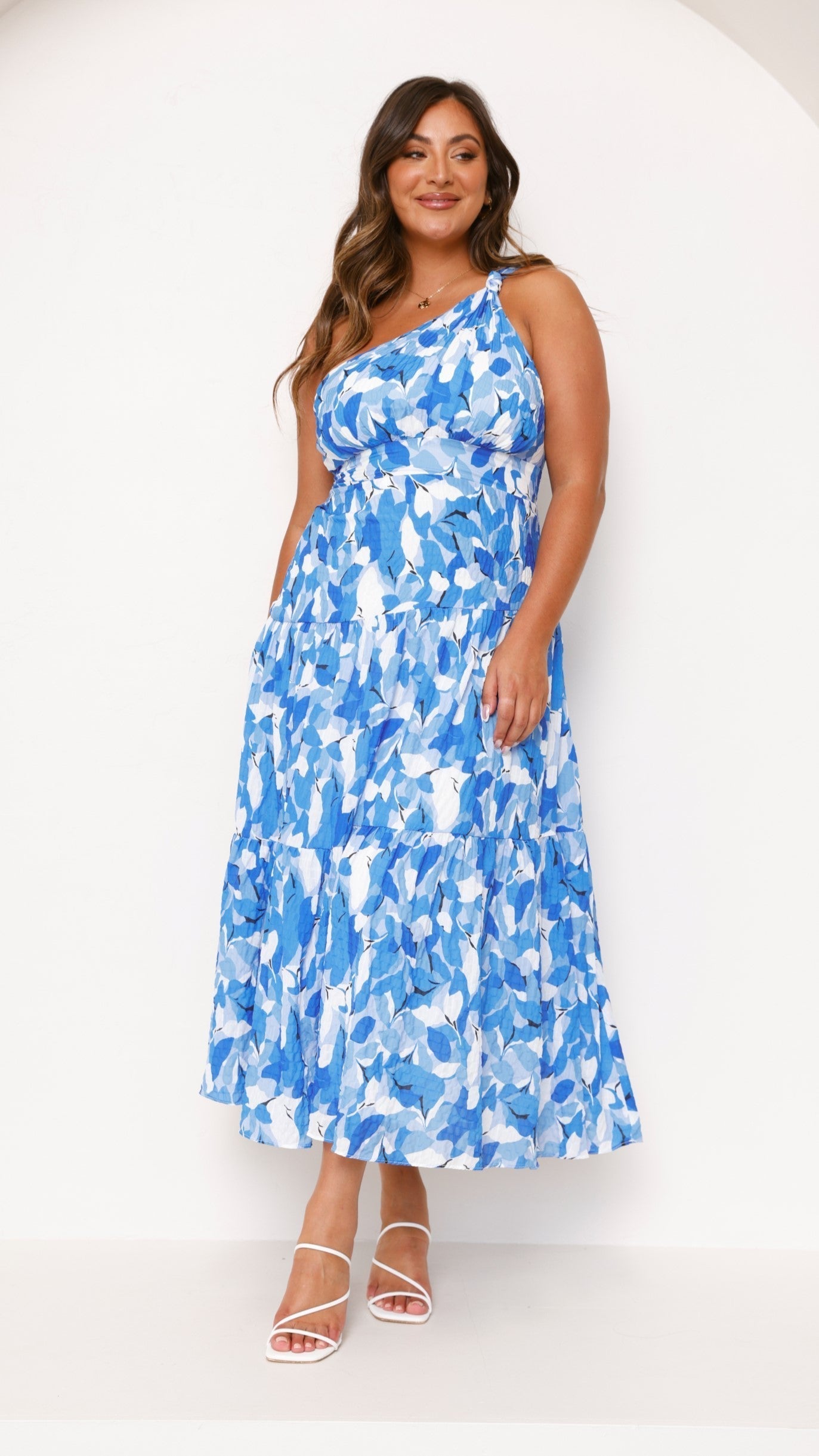 Floral One Shoulder Wedding Guest Maxi Dress