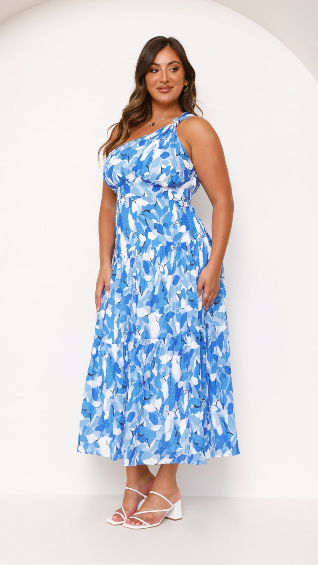 Floral One Shoulder Wedding Guest Maxi Dress