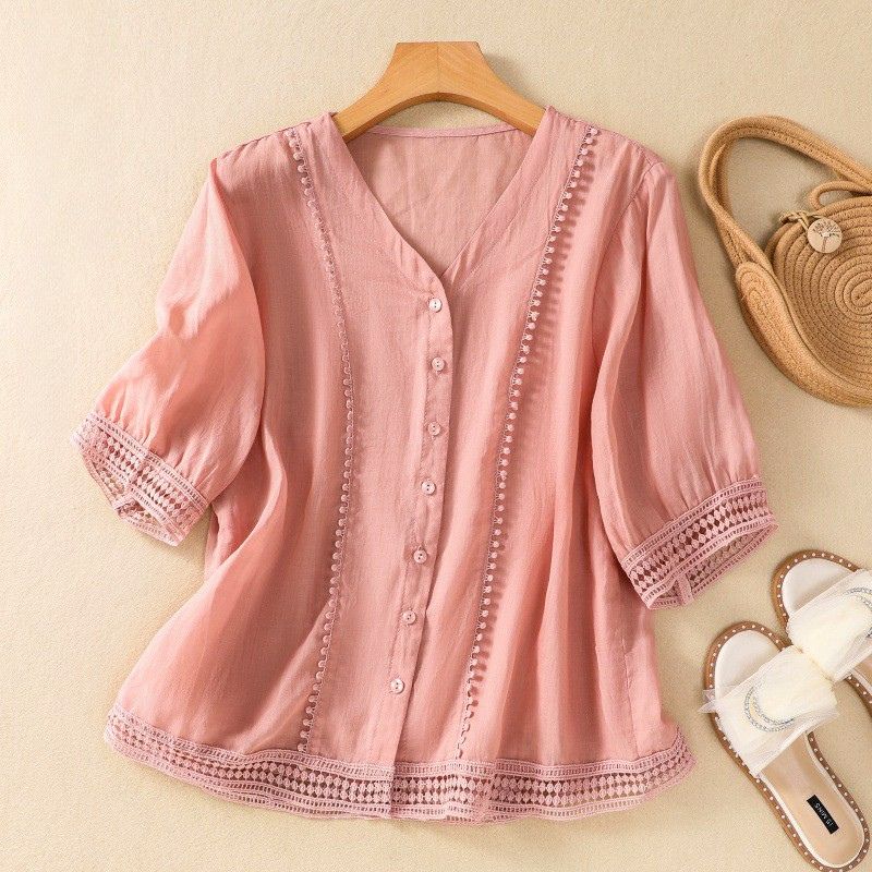 Lucia Cotton-Linen Summer Blouse