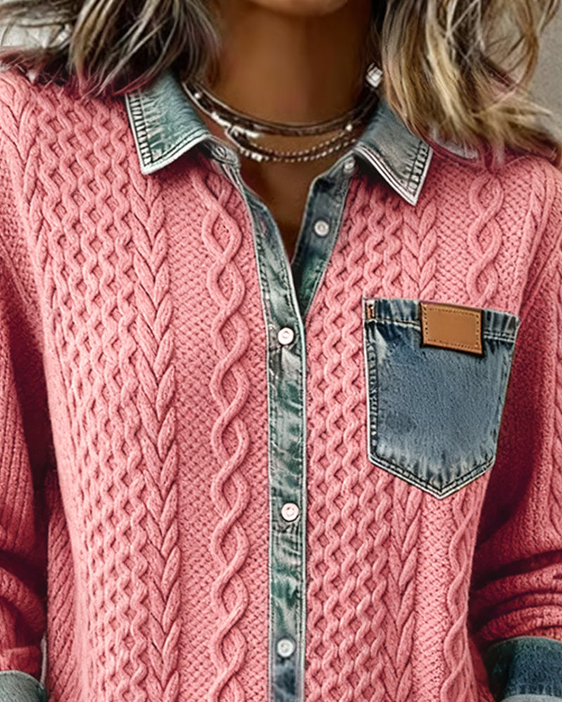 Gray Cable-knit Sweater