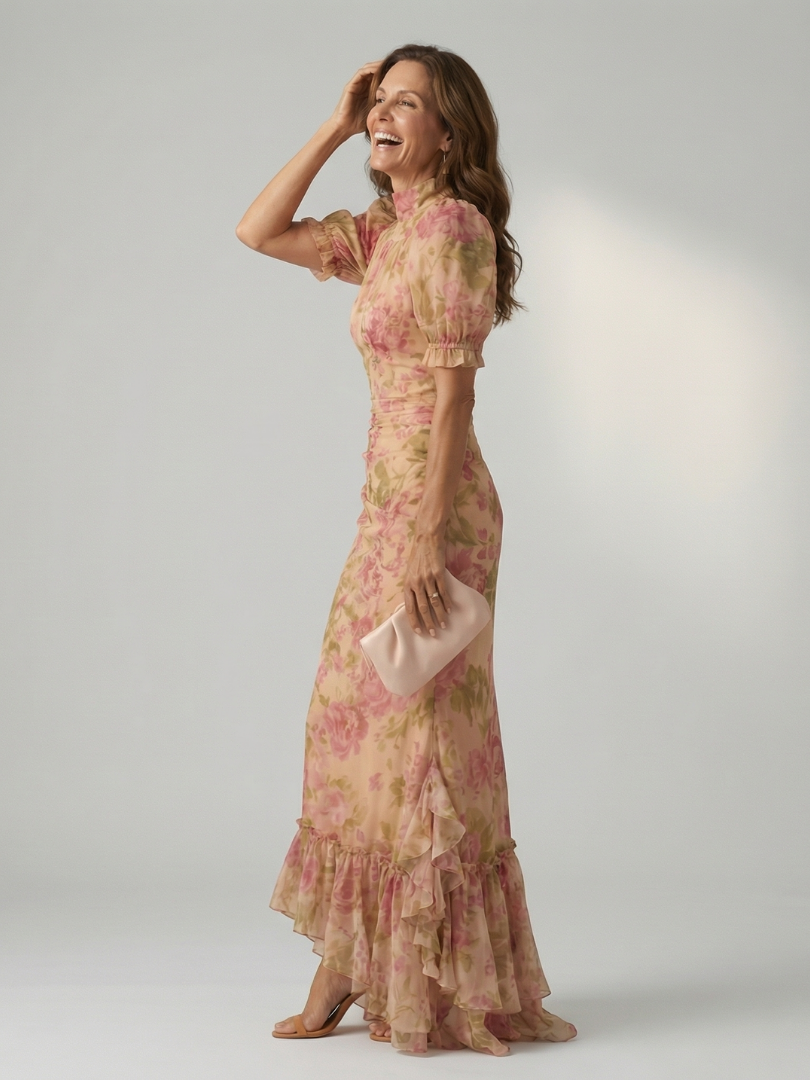 Vianne - Gentle High Neck Maxi Dress