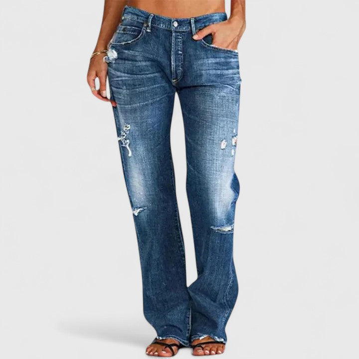 Vintage Distressed Bootcut Jeans, front view
