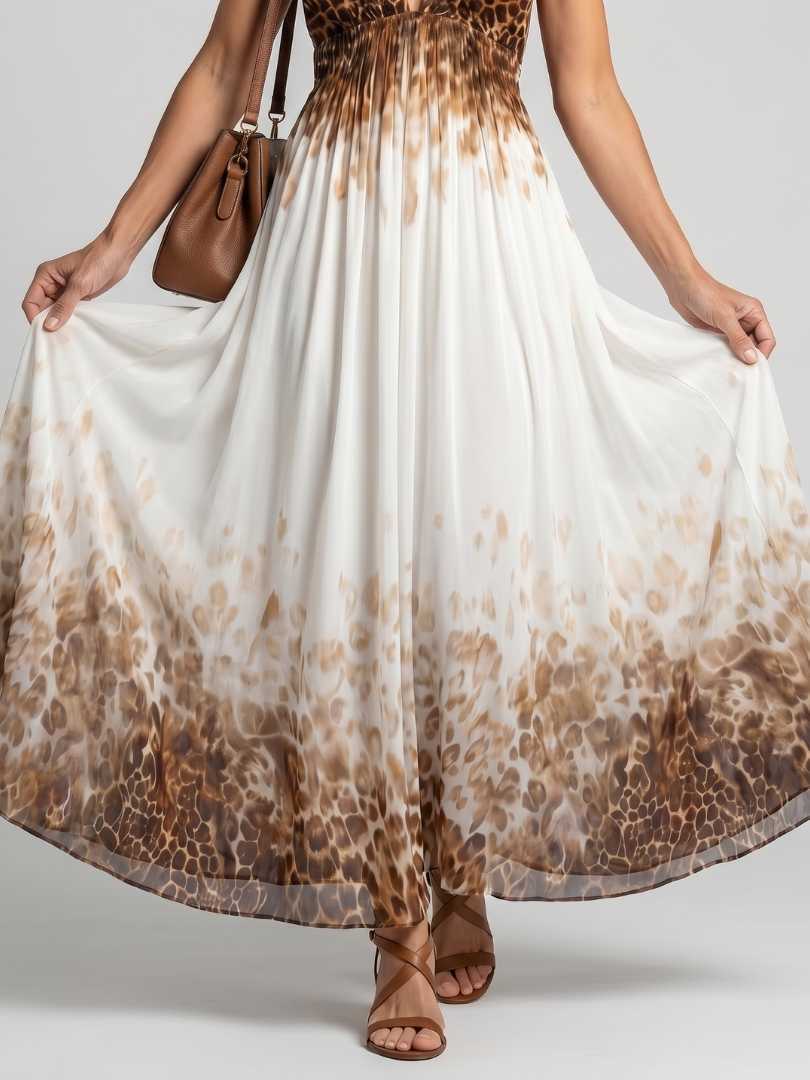 Orlune - Pleated White Midi Dress